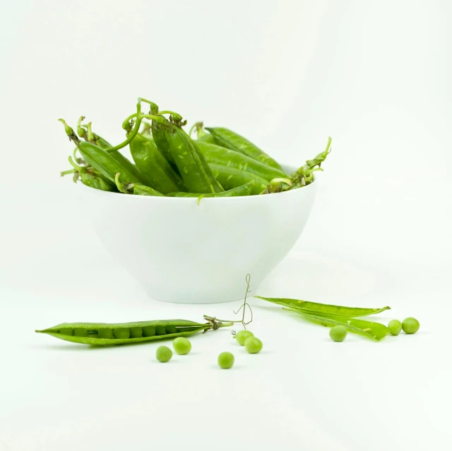 a white bowl filled with green peas, a digital rendering, by Andries Stock, pexels, big leaves and stems, vanilla, multiple stories, fan favorite