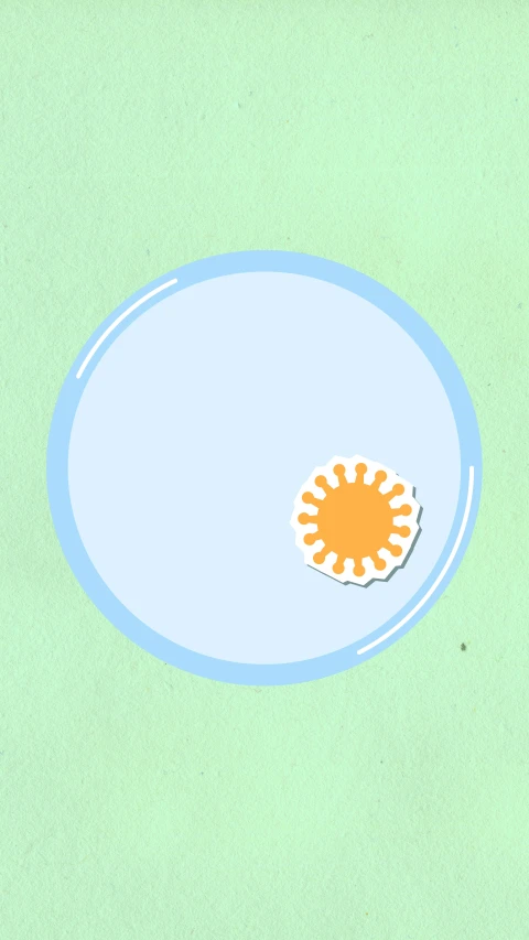 a close up of a frisbee on a green surface, a cartoon, overhead sun, coronavirus, light-blue, thumbnail