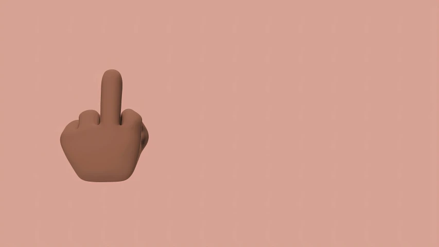 a close up of a finger on a pink background, trending on pexels, postminimalism, 3d character, brown:-2, giving the middle finger, light-brown skin