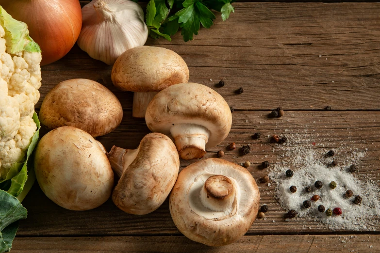 a table topped with lots of different types of vegetables, a portrait, unsplash, renaissance, hen of the woods mushrooms, high quality product image”, upscaled to high resolution, 6 pack