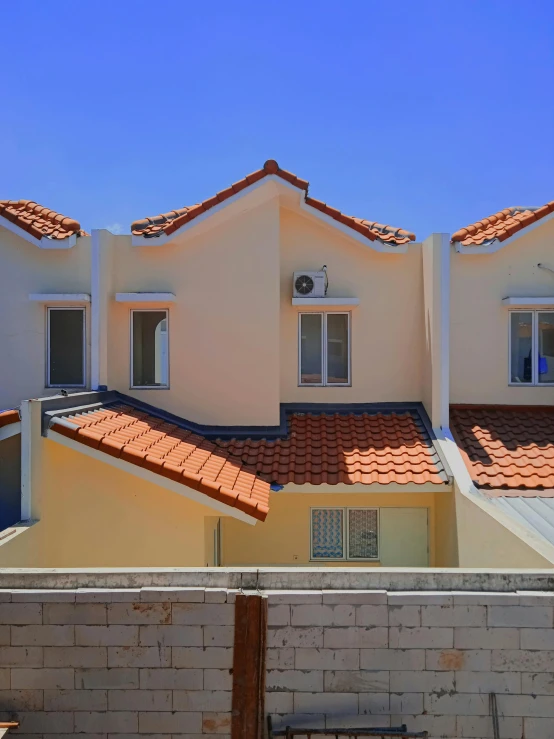 a couple of houses that are next to each other, a picture, by Ingrida Kadaka, photorealism, orange roof, 15081959 21121991 01012000 4k