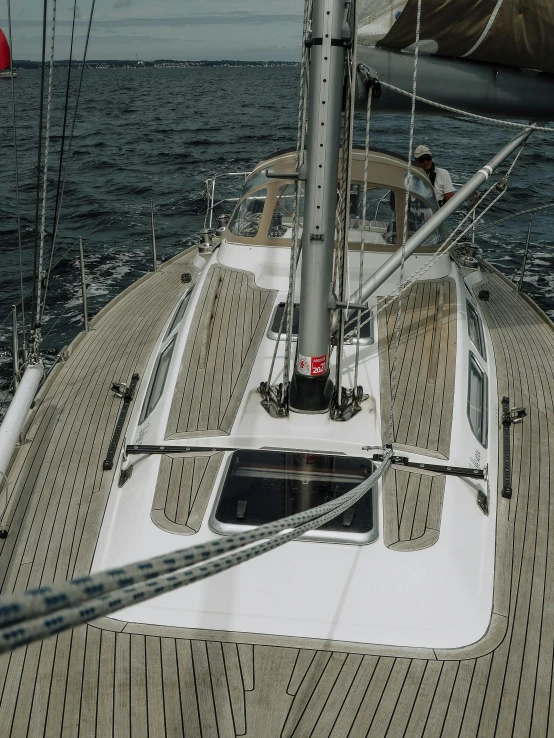 a close up of a sail boat on a body of water, cockpit, alessio albi, full shot photograph, easy to use