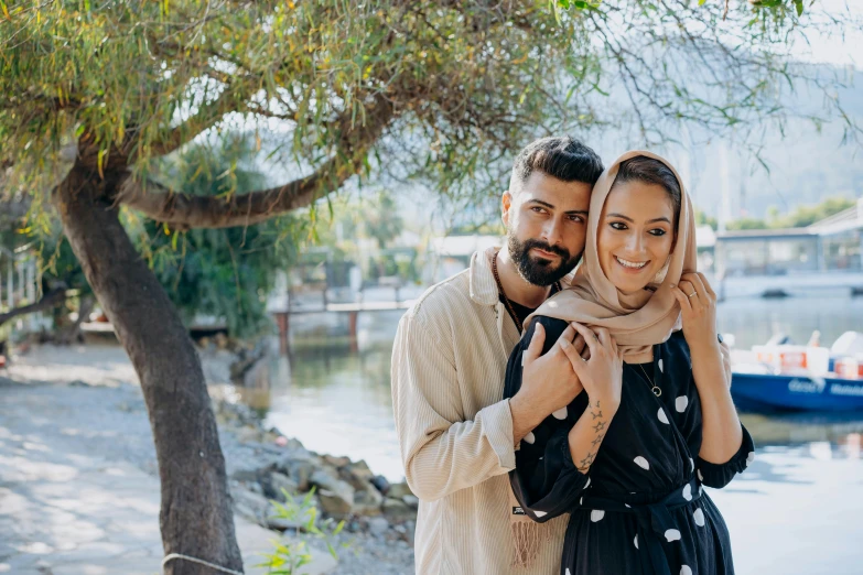 a man and a woman standing next to each other, pexels contest winner, hurufiyya, beautiful iranian woman, al fresco, screensaver, 15081959 21121991 01012000 4k