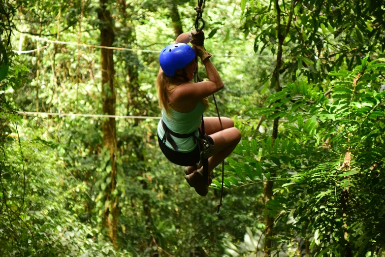 a woman on a zipline in the jungle, avatar image