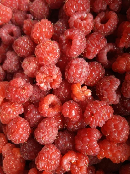 a close up of a bunch of raspberries, by Tom Bonson, 5 feet away, multi-part, mix