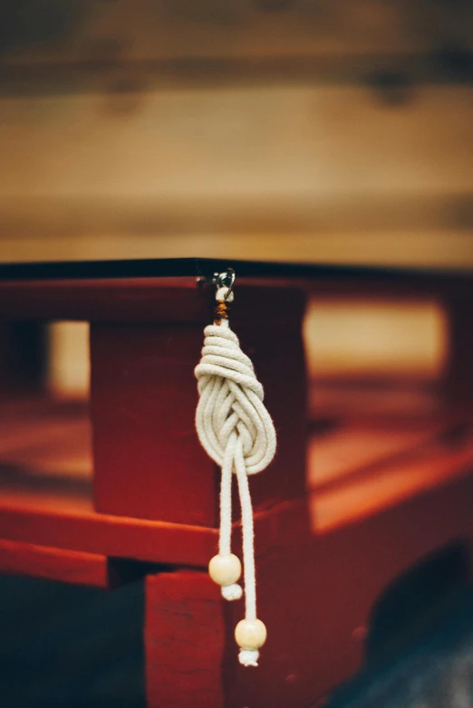 a close up of a table with a knot on it, inspired by Kanō Shōsenin, unsplash, tassels, 33mm photo, student, graphic”