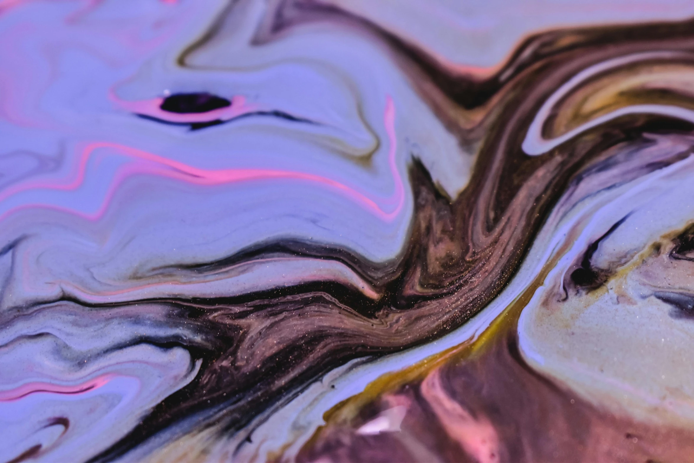 a close up of a painting of a woman's face, by Julia Pishtar, trending on pexels, abstract expressionism, liquid marble fluid painting, chocolate river, purple bioluminescence, made of liquid metal and marble