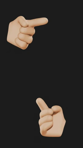 a set of hand gestures on a black background, poster art, by Ahmed Yacoubi, trending on pexels, conceptual art, cartoony, two heads one body, panel, thumb up