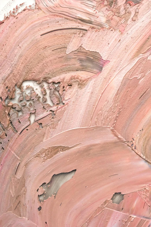 a close up of a painting on a wall, inspired by Cecily Brown, trending on pexels, clay texture, pink scheme, sand swirling, round faced