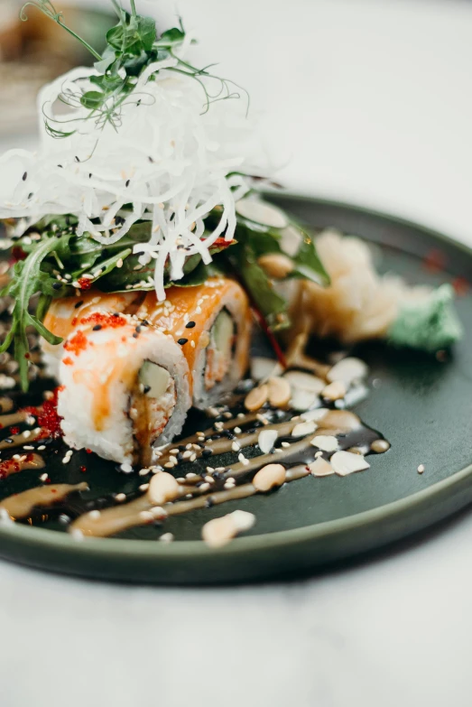 a close up of a plate of food on a table, unsplash, mingei, sub tropical, caramel, thumbnail, stuffed