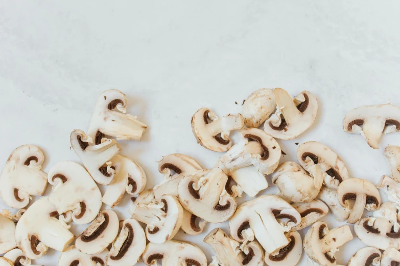 a pile of mushrooms sitting on top of a counter, by Carey Morris, trending on pexels, on a pale background, cut out, pepper no. 3 5, vanilla