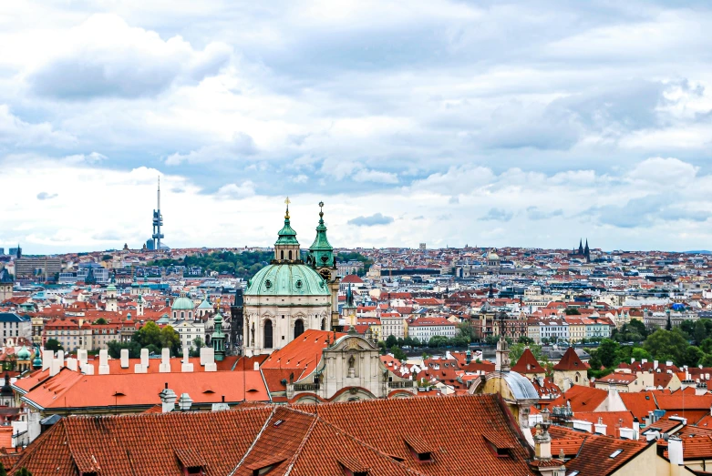a view of a city from the top of a hill, by Julia Pishtar, pexels contest winner, baroque, tiled roofs, 2000s photo, square, high quality wallpaper