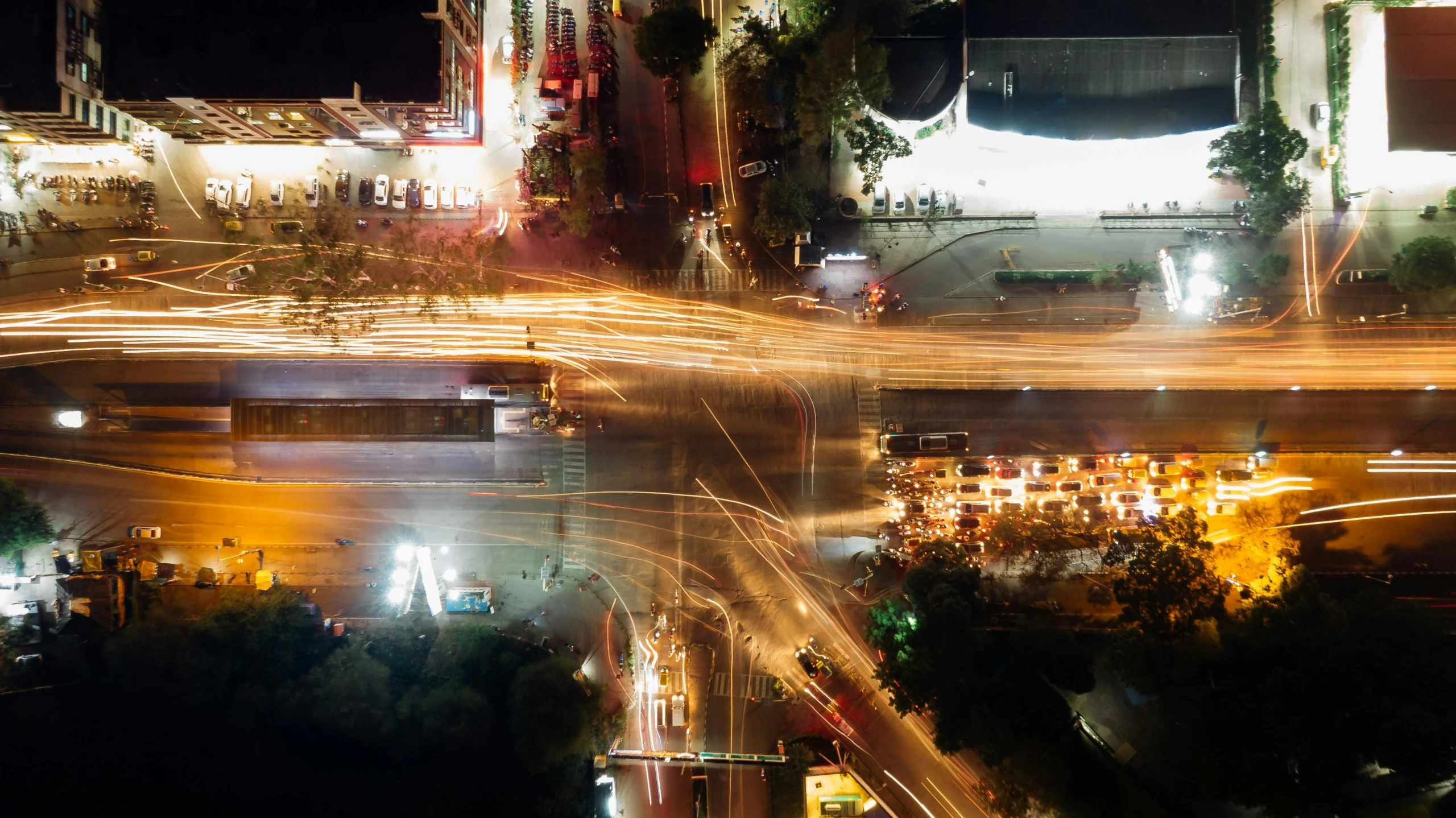 a city street filled with lots of traffic at night, by Daniel Gelon, happening, laos, square, high-resolution, mixed art