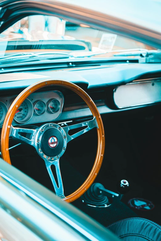 a close up of a steering wheel in a car, mustang, profile image, insanely integrate details, multiple stories