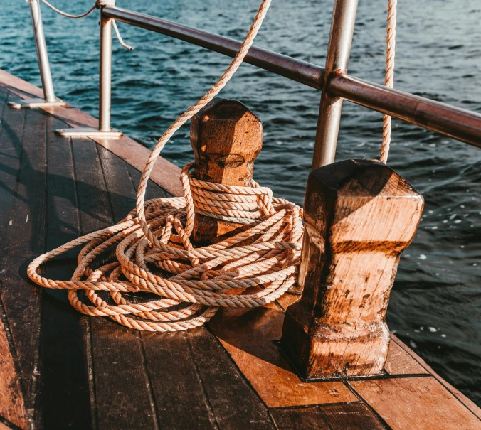 a close up of a rope on a boat, an album cover, pexels contest winner, wooden platforms, thumbnail, tourist photo, 1 2 9 7