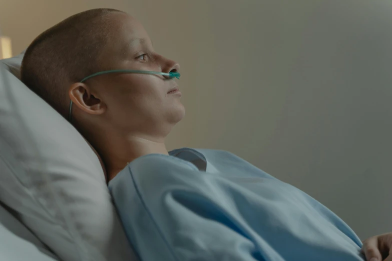 a close up of a person laying in a hospital bed, renaissance, cinestill colour cinematography, the cure for cancer, profile image, a person standing in front of a