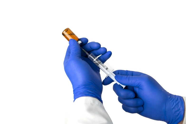 a person in blue gloves holding a syet, shutterstock, syringe, 15081959 21121991 01012000 4k, centered shot, brown