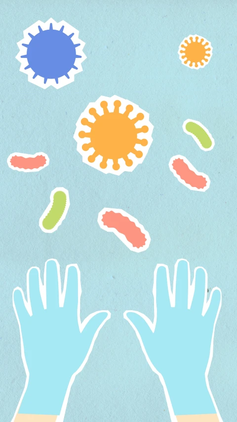 a drawing of a pair of hands reaching for a sun, an illustration of, by Arabella Rankin, pexels, bacteria, childish, medical illustration, clear clean