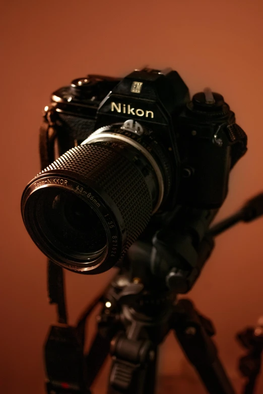 a close up of a camera on a tripod, by Jim Nelson, flickr, with nikon cameras, studio medium format photograph, camera footage