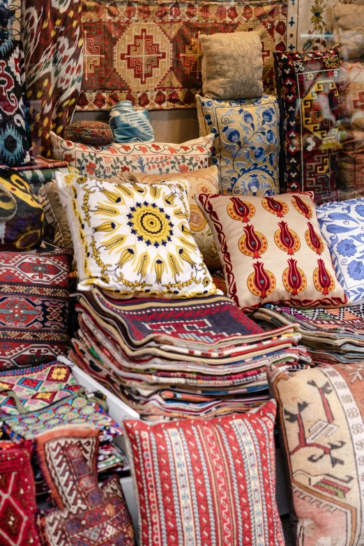 a room filled with lots of pillows and rugs, dubai, square, taken in 2 0 2 0, swirling fabric