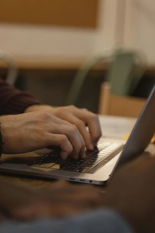 a close up of a person typing on a laptop, by Carey Morris, multiple stories, thumbnail, indoor shot, max dennison