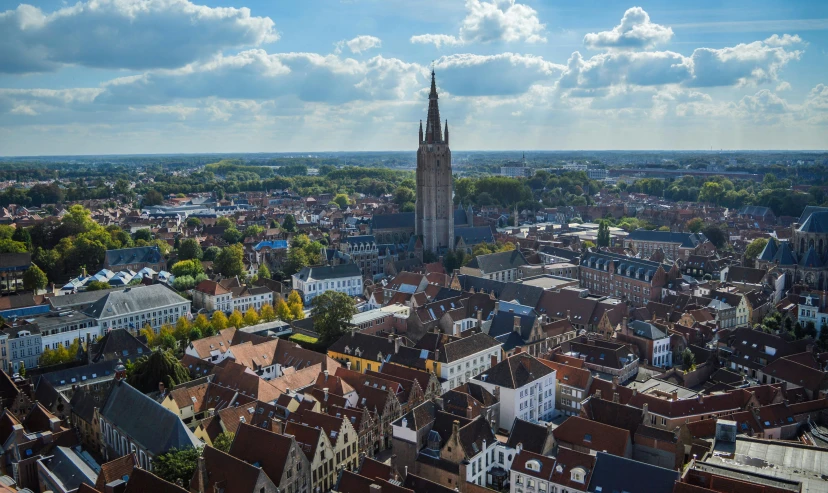 a view of a city from the top of a tower, by Jan Tengnagel, pexels contest winner, renaissance, flanders, thumbnail, square, high quality image