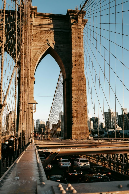 a view of the brooklyn bridge from the top of the bridge, pexels contest winner, art nouveau, a cozy, arch, instagram story, ultra wide