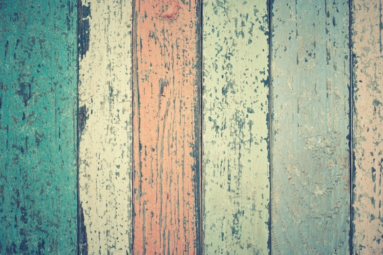 a close up of a wooden wall with peeling paint, unsplash, with instagram filters, multi - coloured, grain”