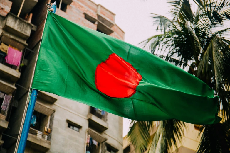 a bangladesh flag flying in front of a tall building, pexels contest winner, hurufiyya, an olive skinned, high quality product image”, 🚿🗝📝