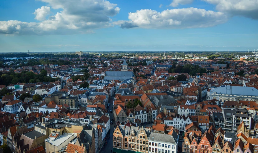 a view of a city from the top of a tower, by Jan Tengnagel, pexels contest winner, renaissance, flanders, thumbnail, square, high quality image