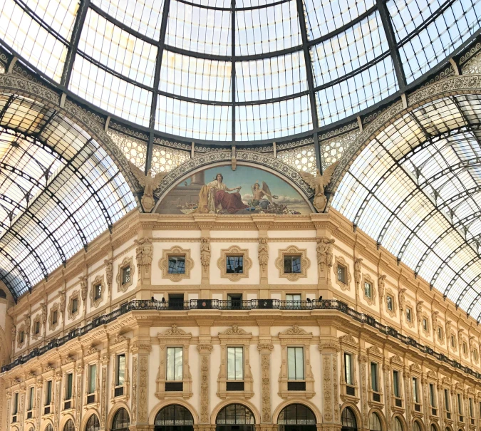 the inside of a building with a glass roof, a photo, by Anita Malfatti, vittorio matteo corcos, fan favorite, profile image, in a square