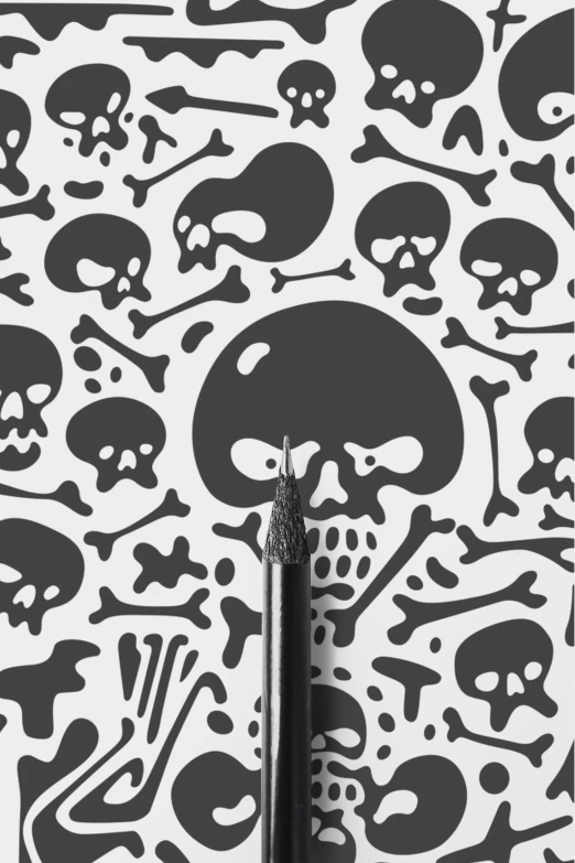 a pen sitting on top of a pile of skulls, behance, wallpaper pattern, ello, 2 5 6 x 2 5 6, studio bones