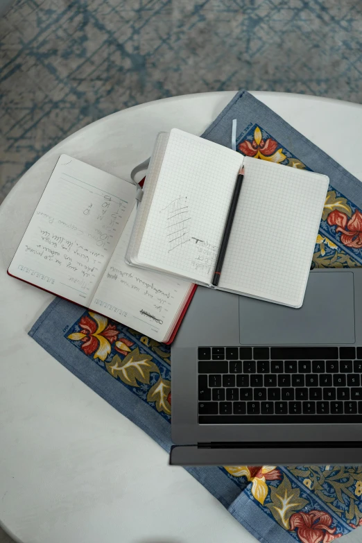 a laptop computer sitting on top of a white table, by Carey Morris, lined paper, multiple stories, flatlay, grey