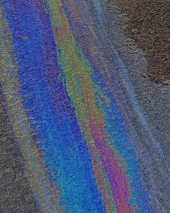 a yellow fire hydrant sitting on the side of a road, inspired by Jan Rustem, holography, muted multi-color lapis, zoomed out to show entire image, chalked, dark rainbow