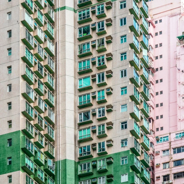 a group of tall buildings sitting next to each other, pexels contest winner, maximalism, green and pink, ruan jian, photorealist, stalinist architecture