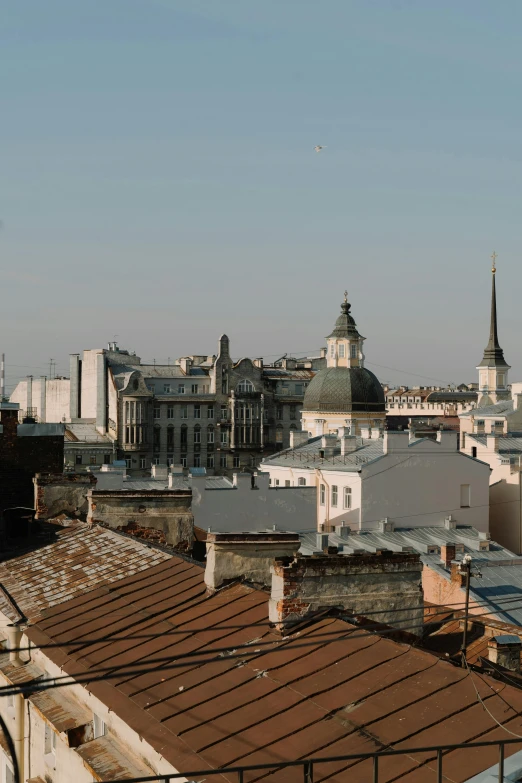 a view of a city from the top of a building, black domes and spires, anna podedworna, high res photograph, multiple stories