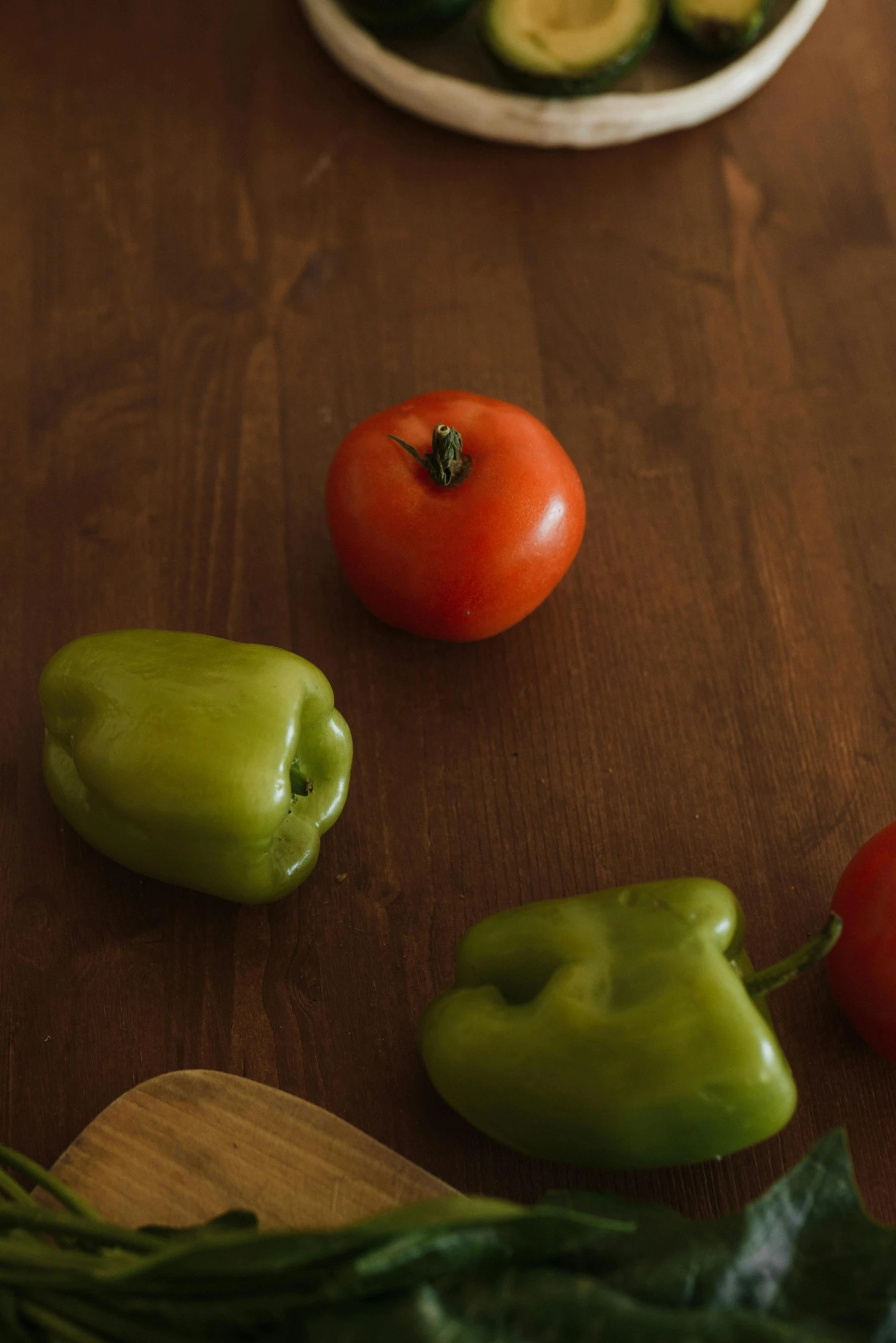 a wooden table topped with different types of vegetables, a still life, unsplash, background image, tomato, brown, 6 pack