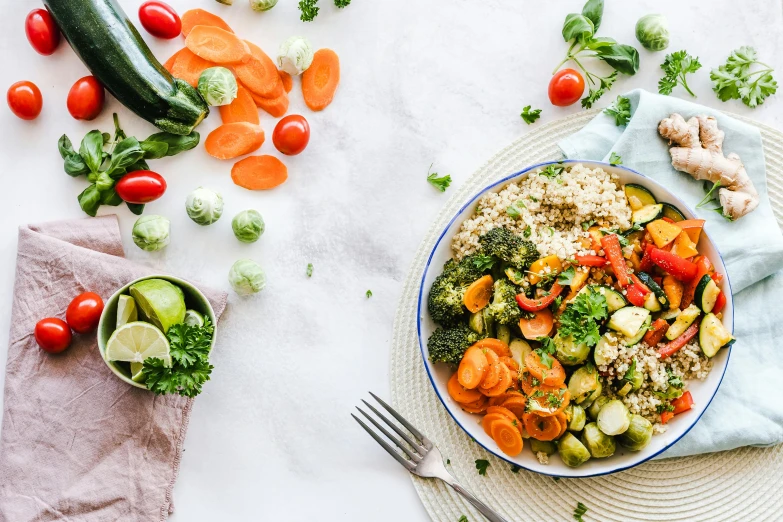 a close up of a plate of food on a table, pexels contest winner, confident holding vegetables, bowl, background image, 9 9 designs