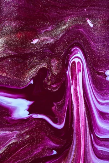 a close up of a liquid painting on a surface, a microscopic photo, inspired by Julian Schnabel, trending on pexels, purple alien, made of liquid, maroon, an ai generated image