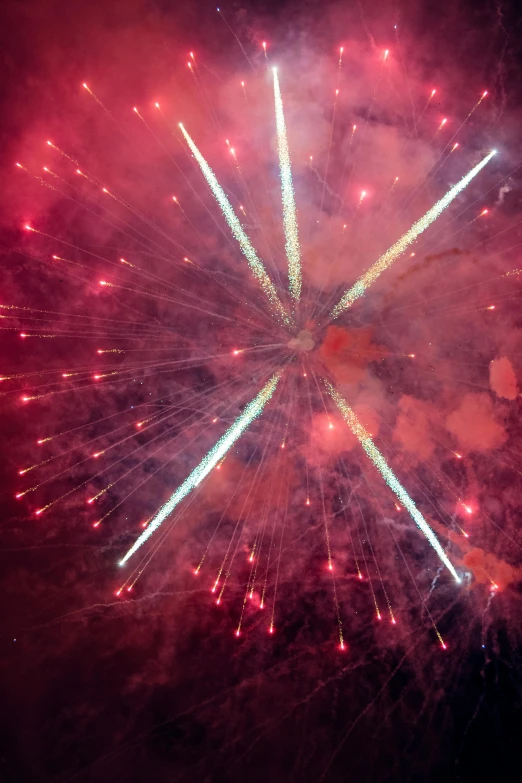 a bunch of fireworks that are in the sky, happening, red planetoid exploding, up-close, profile image, close - up photo