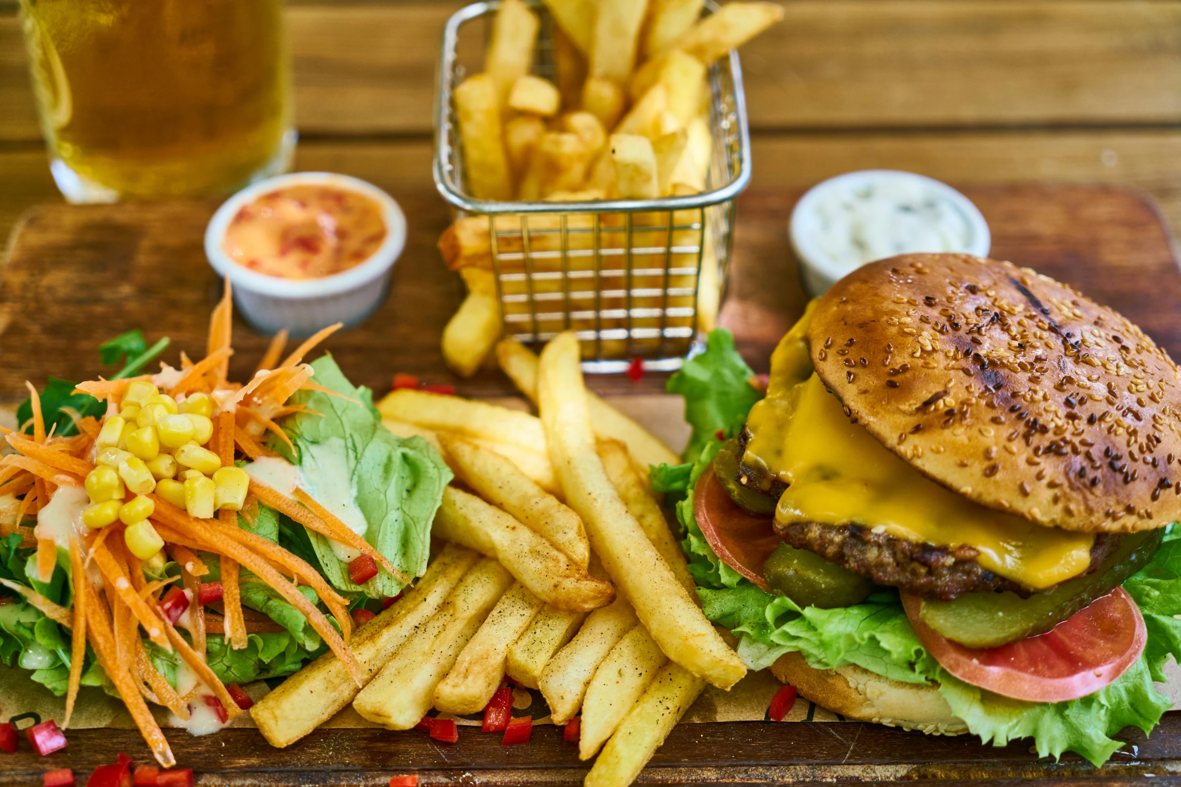 a wooden cutting board topped with a burger and fries, pexels contest winner, 🦩🪐🐞👩🏻🦳, australian, avatar image, a pair of ribbed