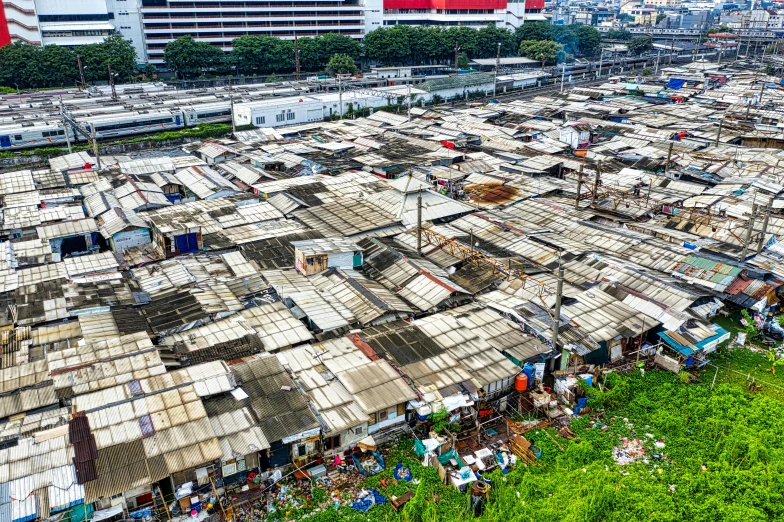 an aerial view of a shanpy shanpy shanpy shanpy shanpy shanpy shan, by Daniel Lieske, pexels contest winner, makeshift houses, bangkok, square, youtube thumbnail