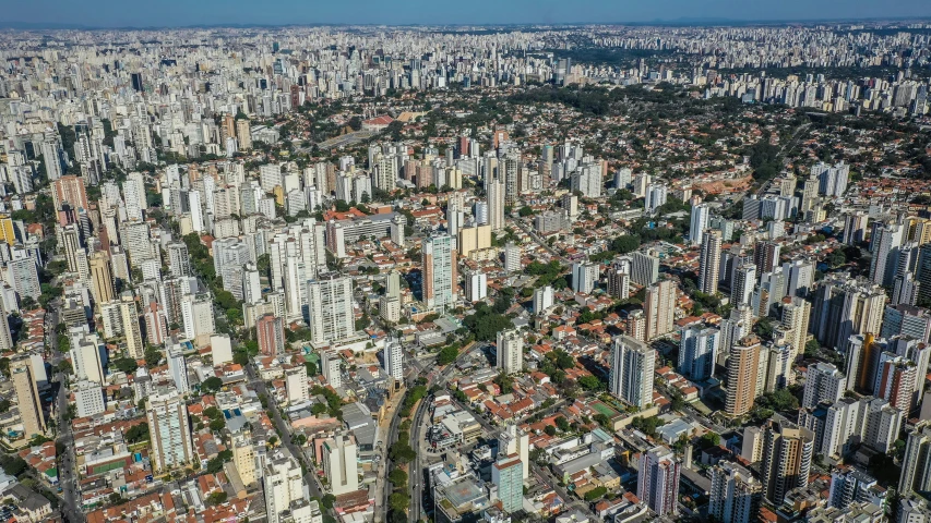 a large city with lots of tall buildings, by Felipe Seade, shutterstock, jair bolsonaro, aerial, hosada, dezeen