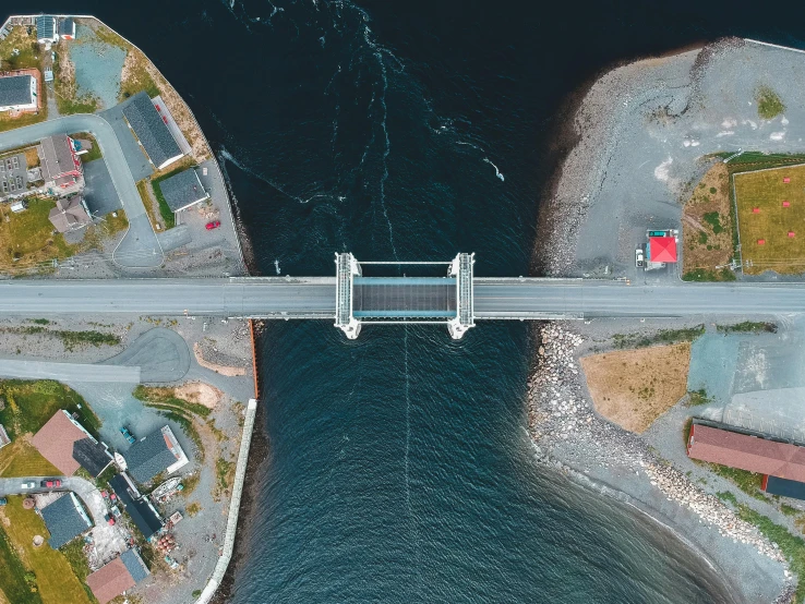 an aerial view of a bridge over a body of water, by Jesper Knudsen, pexels contest winner, hyperrealism, 2 5 6 x 2 5 6 pixels, norway, the infrastructure of humanity, thumbnail