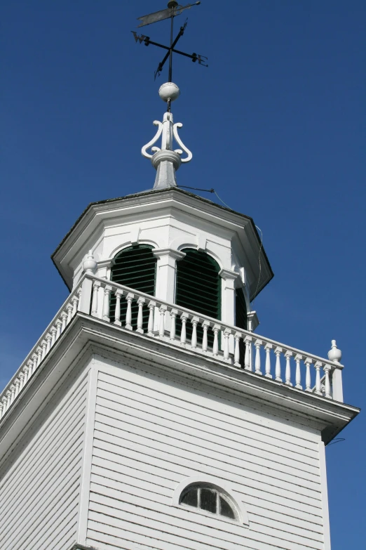 a clock tower with a weather vane on top, by Everett Warner, baroque, white mechanical details, gambrel roof, shadows, parapets
