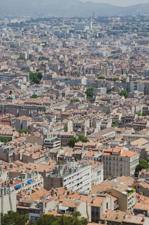 a view of a city from the top of a hill, french architecture, slide show, zoomed out to show entire image, sweltering