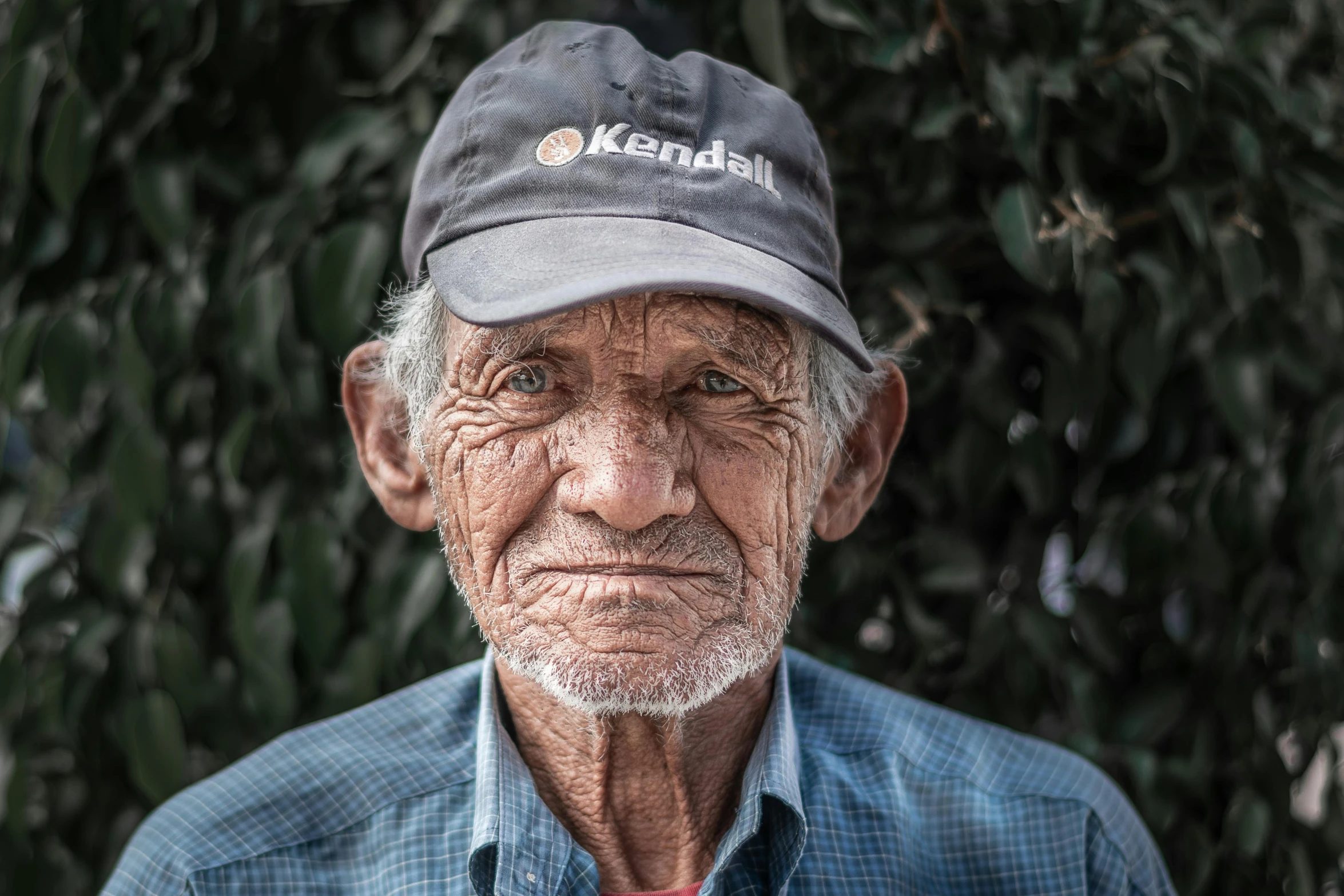 a close up of a person wearing a hat, by Alejandro Obregón, pexels contest winner, old male, with kind face, wearing a backwards baseball cap, avatar image