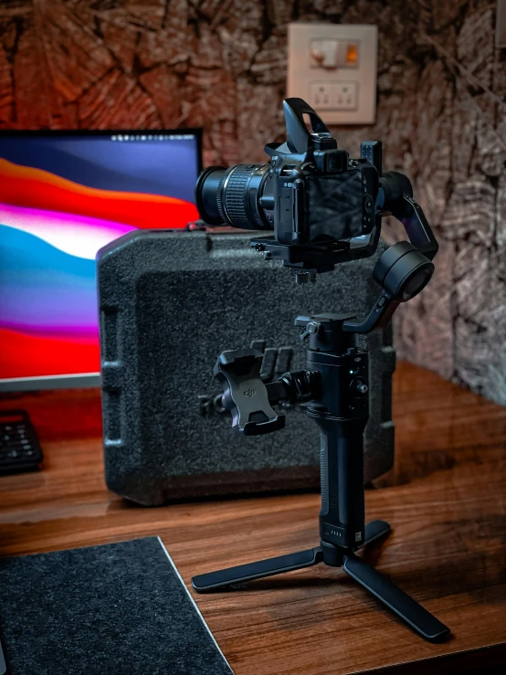 a camera sitting on top of a wooden table, a portrait, featured on zbrush central, holography, holographic case display, red weapon 8 k s 3 5, full body photograph, t pose