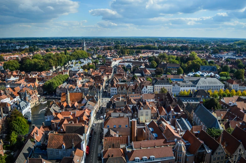 a view of a city from the top of a tower, by Jan Tengnagel, pexels contest winner, renaissance, flanders, panoramic widescreen view, square, where a large
