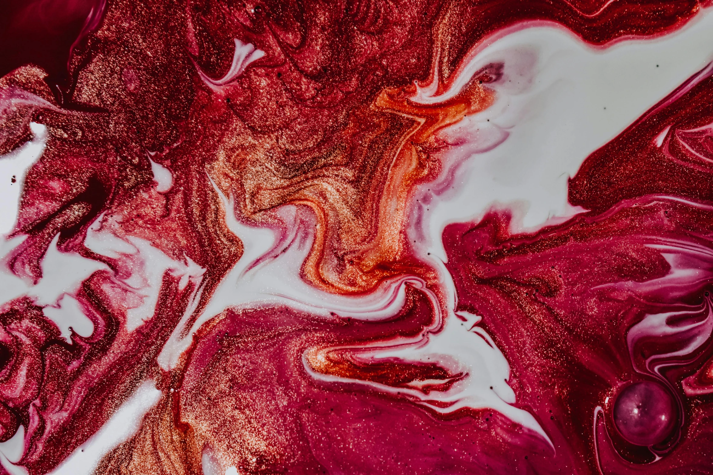 a close up of a red and white marble, inspired by Julian Schnabel, trending on pexels, abstract expressionism, maroon, made of liquid, closeup at the food, pink